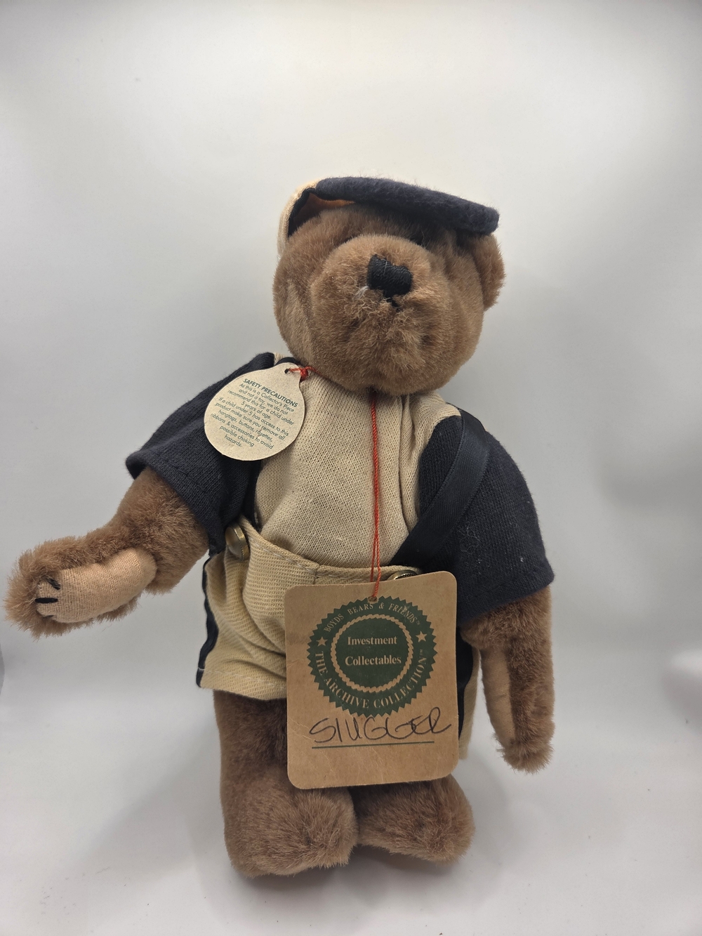 Boyds Bears Brown and Black Plush Bear in Tan Outfit